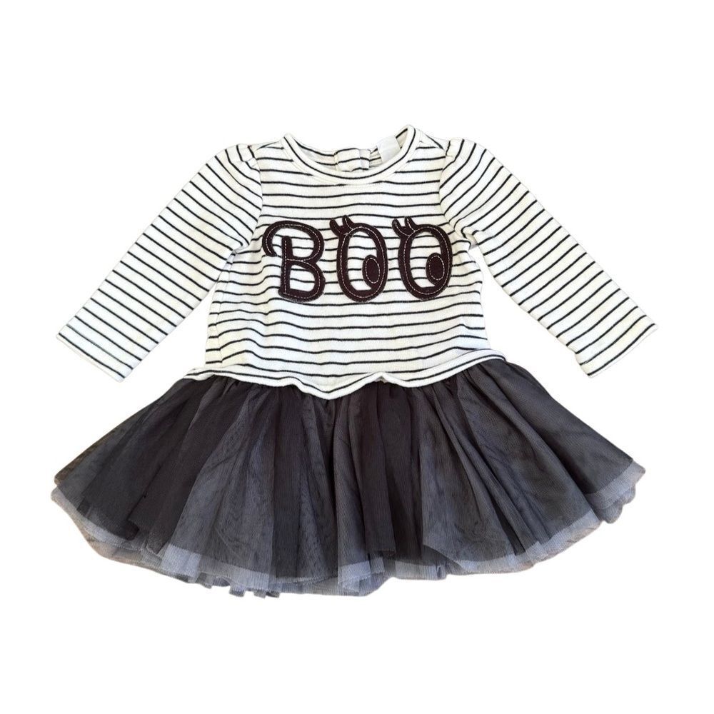 Gap Baby BOO Stripe Tulle Costume Halloween Spooky Dress Size 6-12 Months
